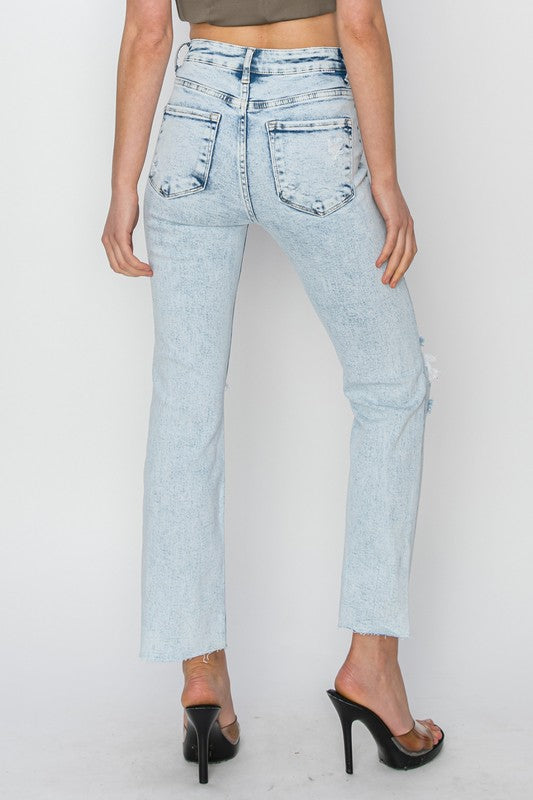 Payton Distressed Ankle Jeans- Risen