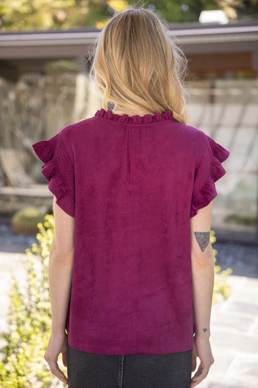 Wine Suede Top