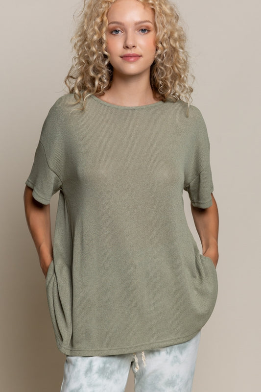 Olive Lace Up Top