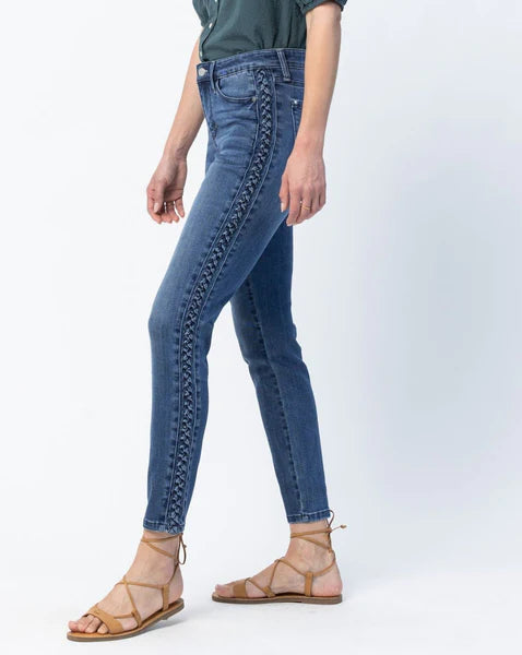 Side Braid Jeans-Judy Blue