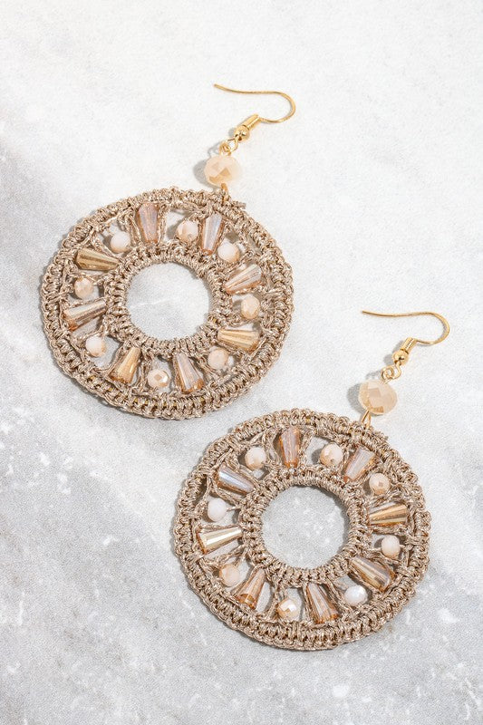 Intricate Flat Hoop Dangle Earrings