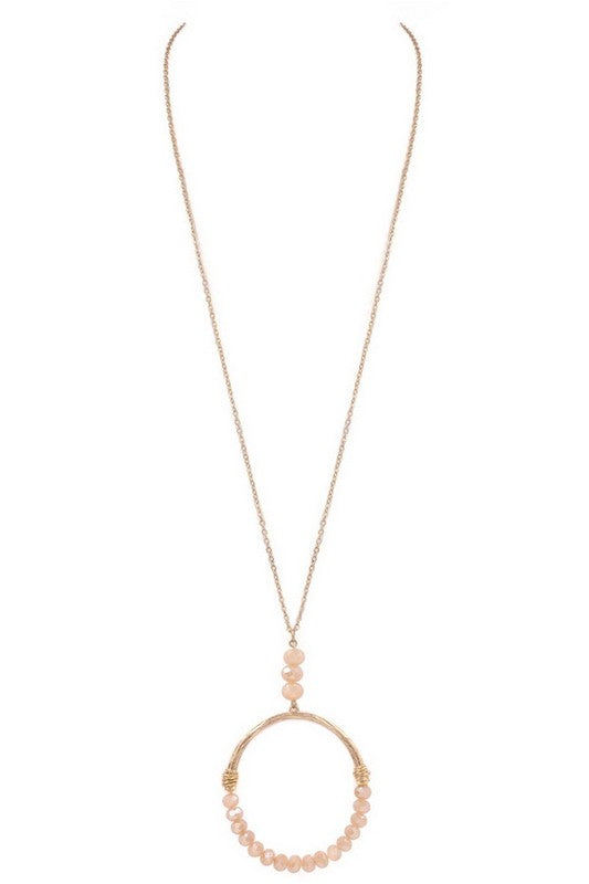Faceted Bead Ring Pendant Necklace