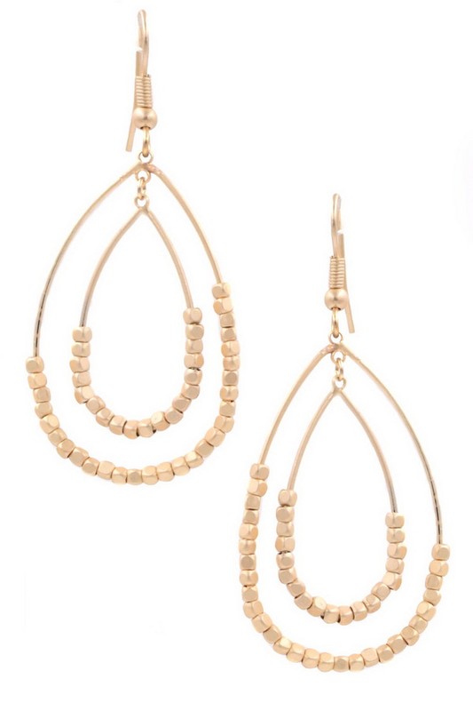 Layered Seed Bead Teardrop Earrings