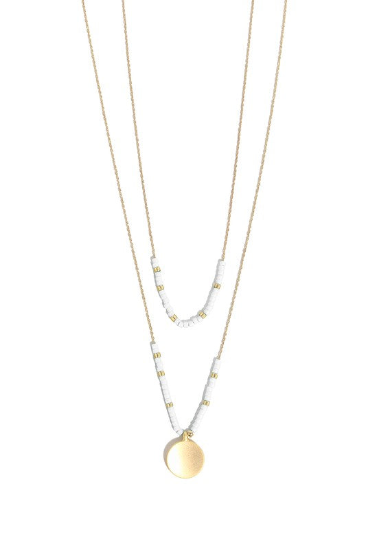 Dainty Layered Bead Charm Necklace