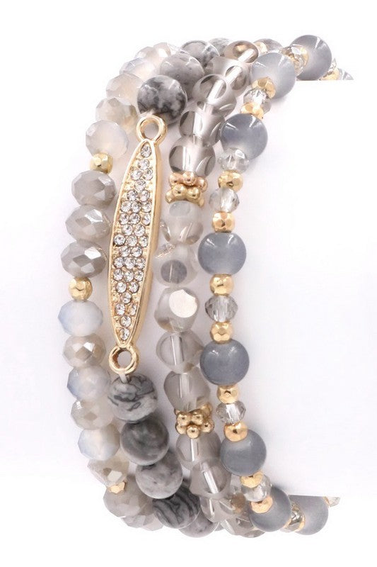 Bead Bracelet Set-Black Diamond