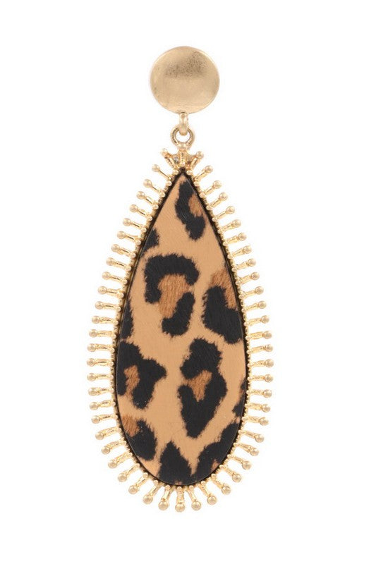 Leopard Tear Drop Earrings