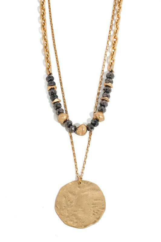 Dented Disc Layered Necklace