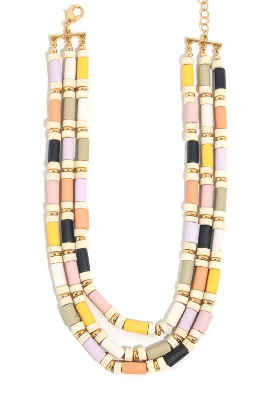 Cylinder Beaded Layered Necklace