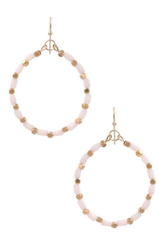 White & Gold Bead Earrings
