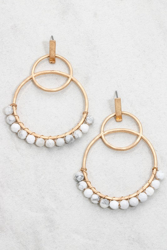 Marble Bead Hoop Earrings