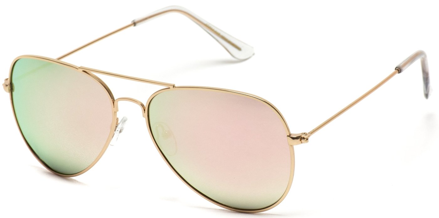 Gold Frame/Mirror Pink Lens Aviator Sunglasses