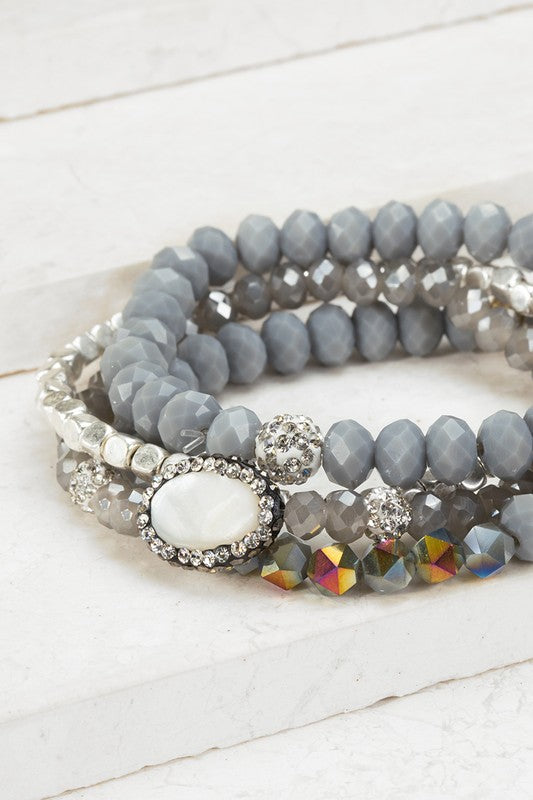 Bead and Pave Charm Bracelet