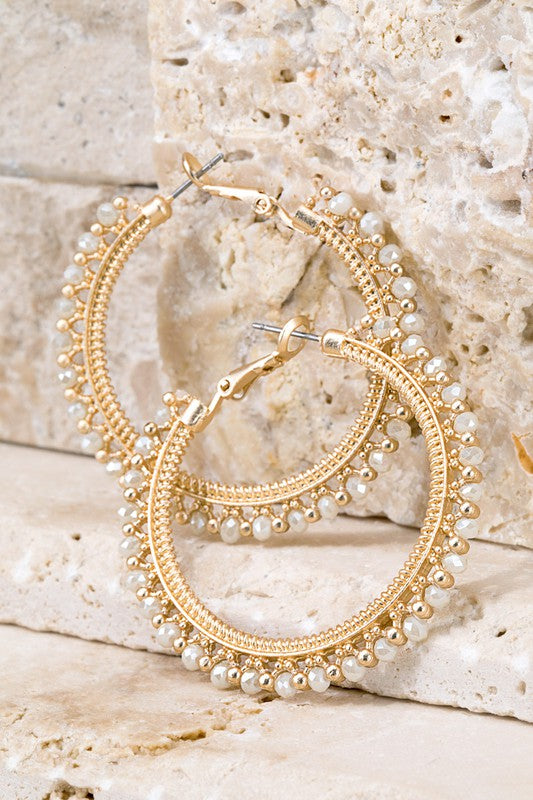 Glass Bead Gold Hoops