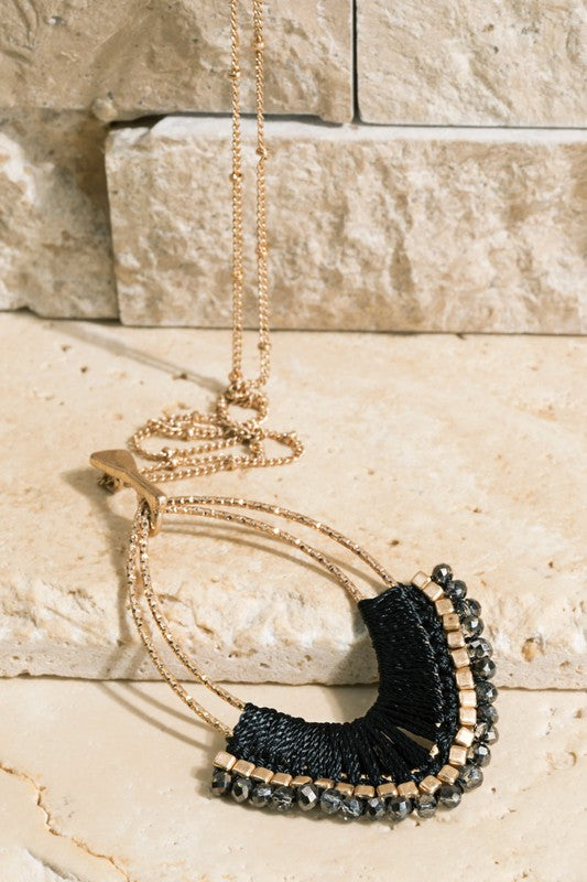 Black Thread Wrapped Necklace