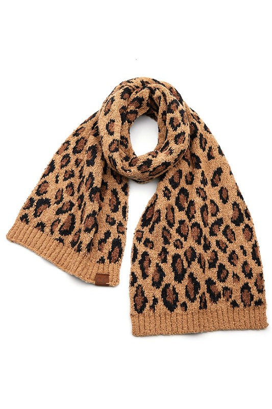 C.C Leopard Knit Oblong Scarf