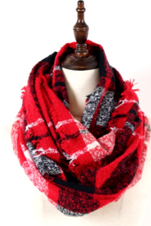 Red Plaid Infinity Scarf