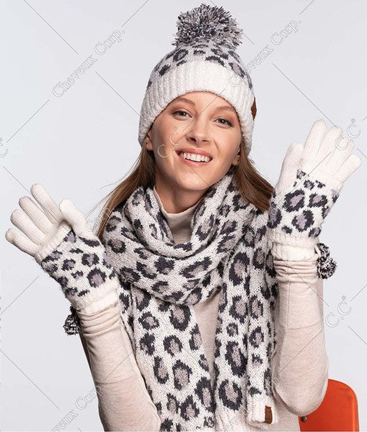 C.C Leopard Jacquard Knit Glove