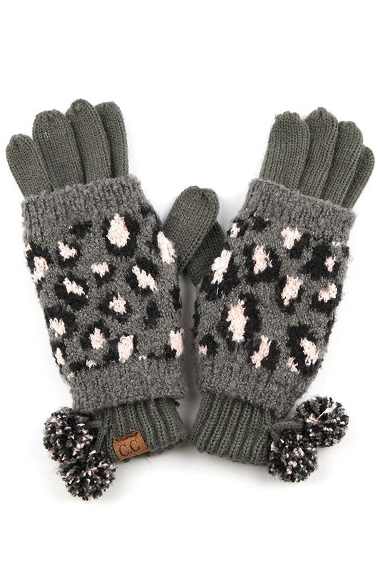 C.C Leopard Jacquard Knit Glove