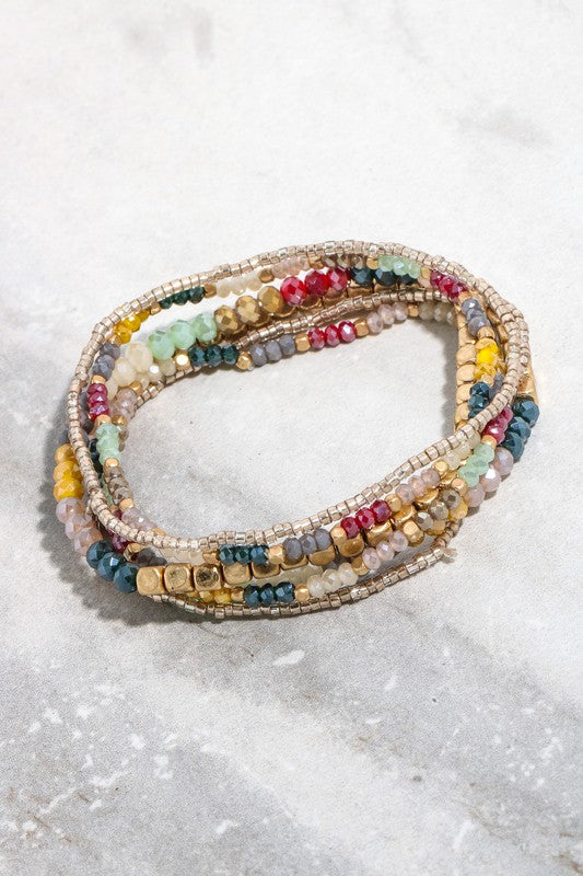 Multi Color Layered Bead Bracelet