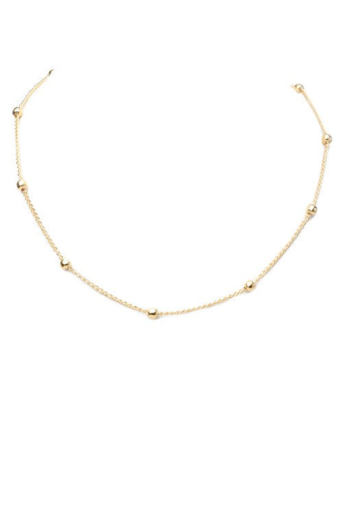 Beaded Choker Necklace- Gold