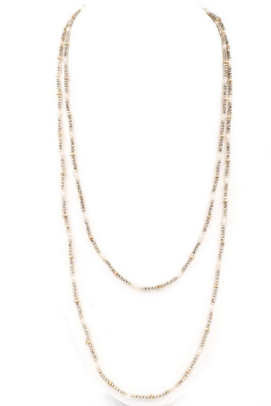 Bead & Pearl Wrap Necklace