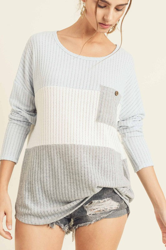 Blue Color Block Top