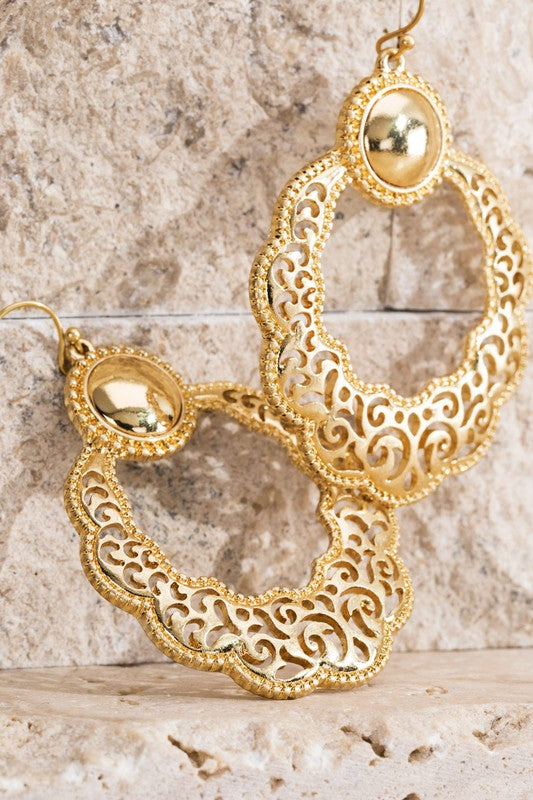 Filigree Circle Hook Earrings