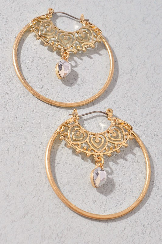 Hoop with Dangle Gem Earrings