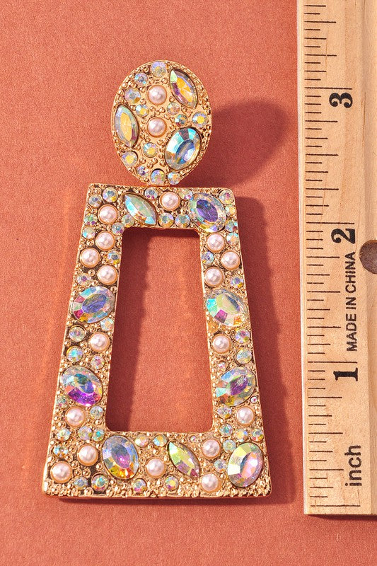 Gold Pearl & Rhinestone Earrings