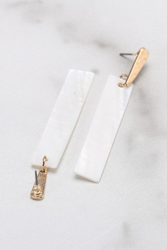 Ivory Vertical Bar Dangle Earrings
