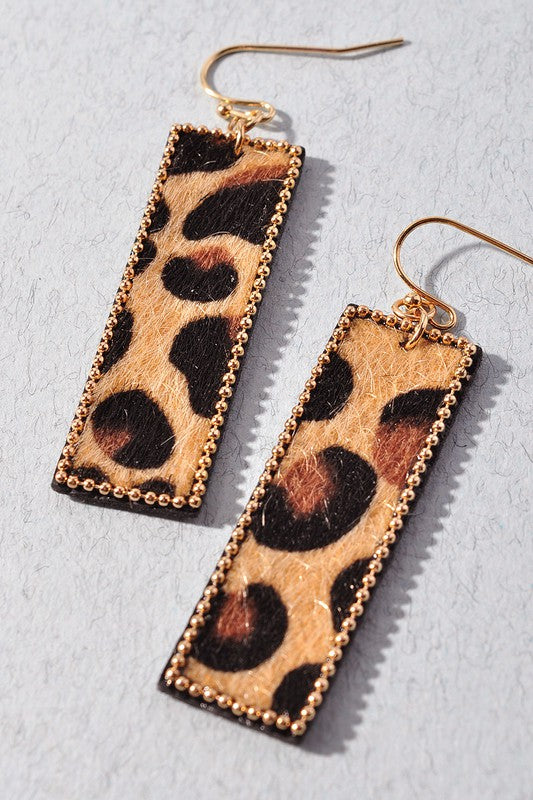 Leopard Bar Dangle Earrings