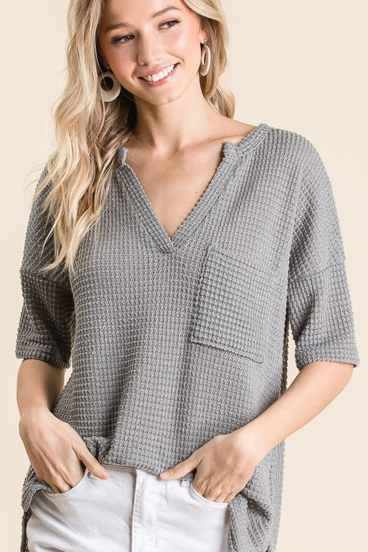 Charcoal Waffle Top