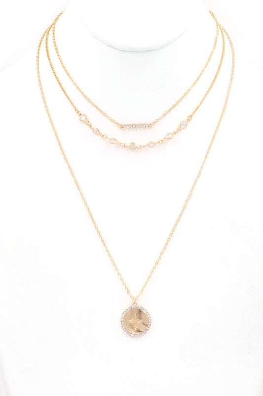 Gold Layered Compass Necklace