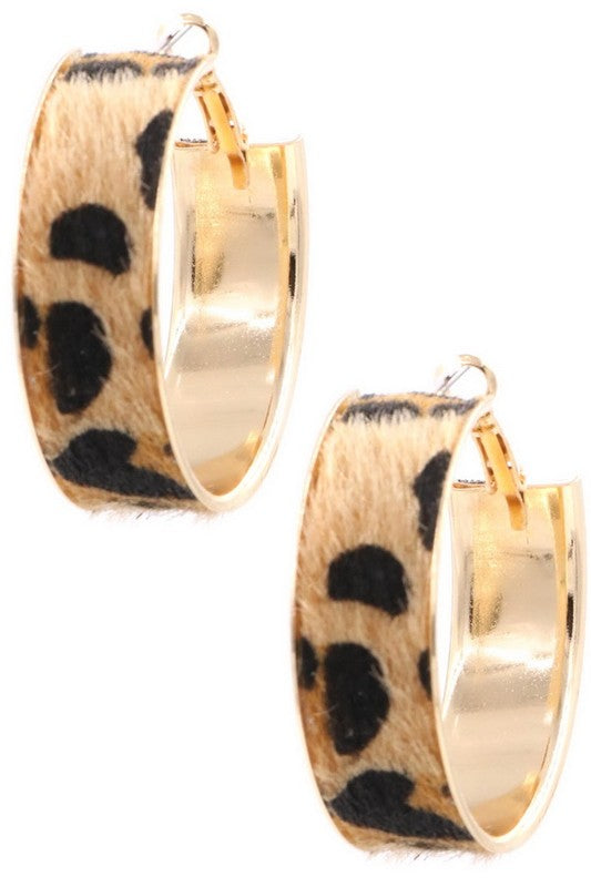 Faux Fur Leopard Hoops