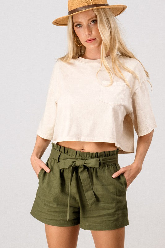 Olive Paperbag Shorts