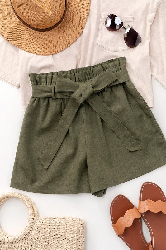 Olive Paperbag Shorts