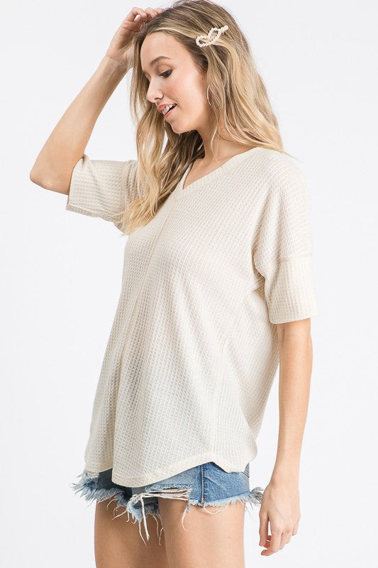 Solid Waffle Knit Top