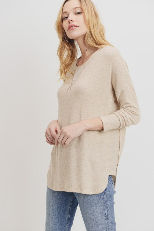 Oatmeal Brushed Knit Top