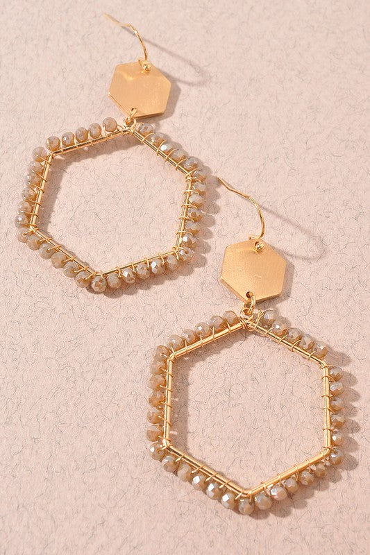 Mocha Hexagon Bead Earrings