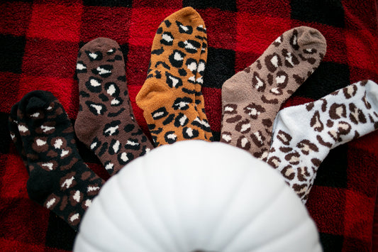 Cozy Leopard Crew Socks