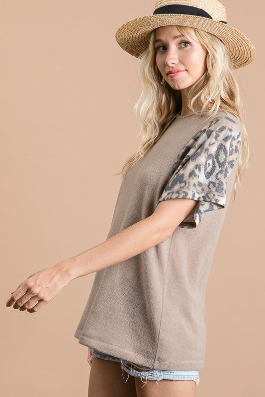 Brushed Leopard Sleeve Top