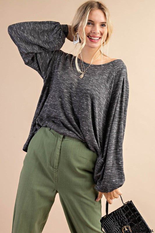 Charcoal Bishop Sleeve Top
