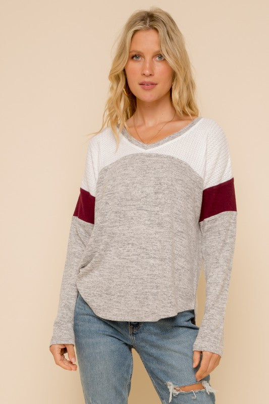 Burgundy Stripe Top