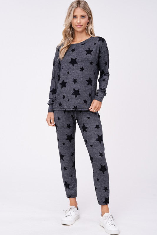 Charcoal Stars Lounge Wear Set