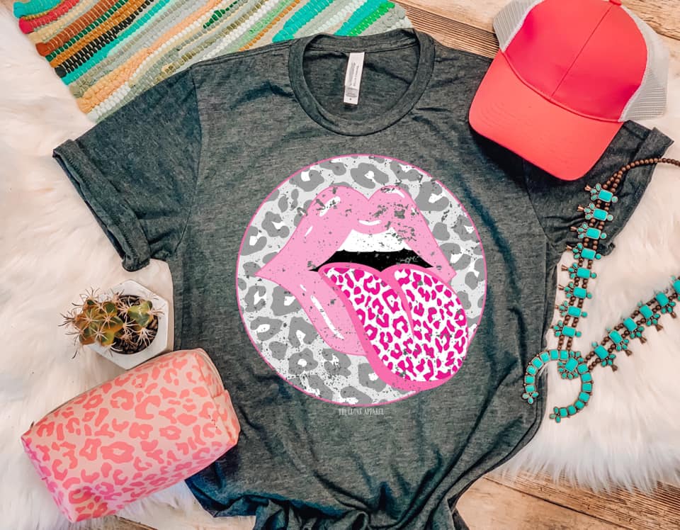 Pink Leopard Tongue Tee