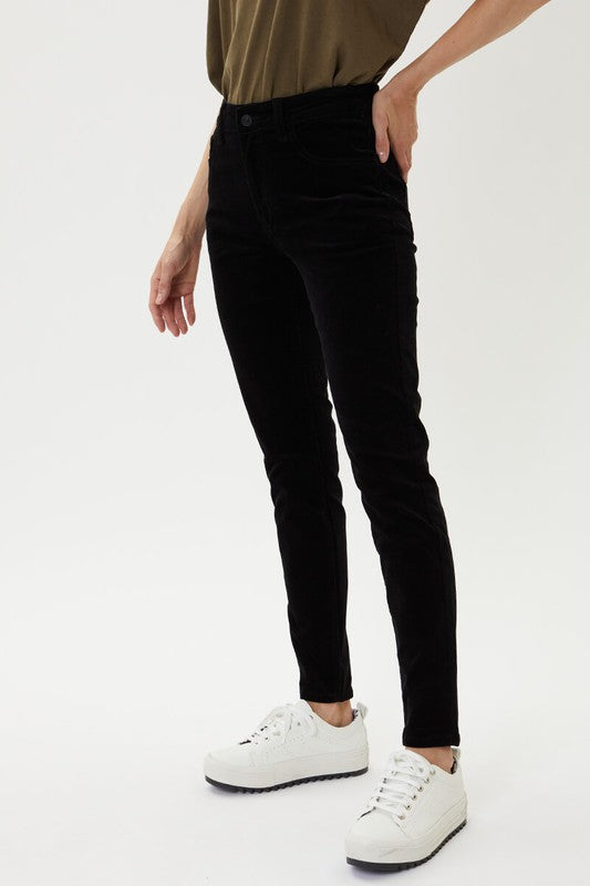 Black Corduroy Skinny Jeans-KanCan