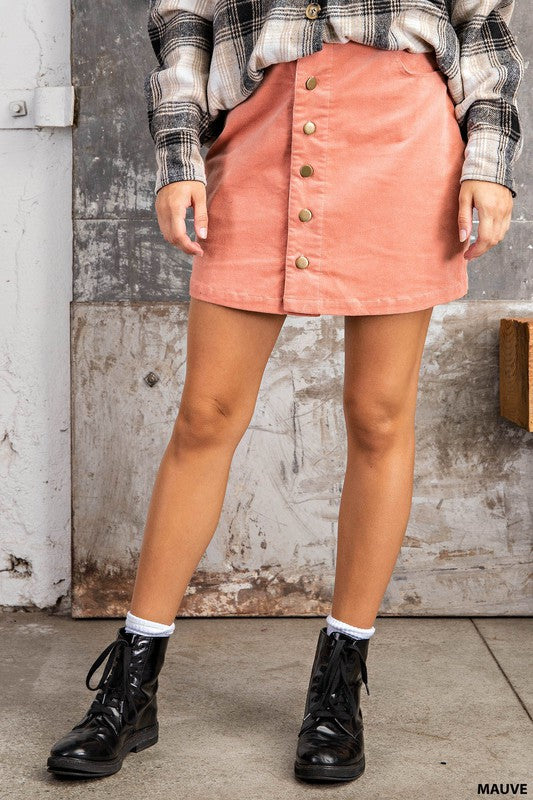 Mauve Corduroy Mini Skirt