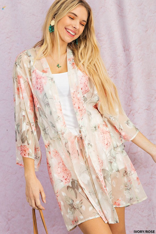 Floral Chiffon Kimono