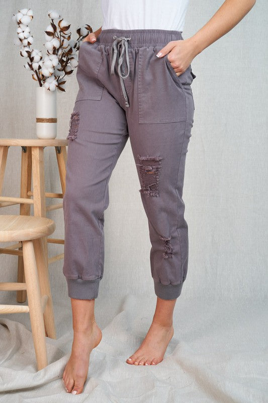 Grey Distressed Joggers