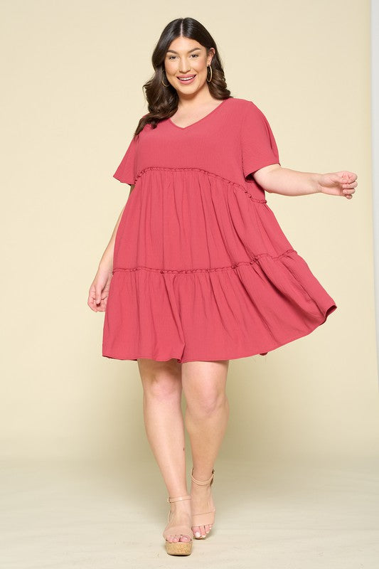 Crimson Baby Doll Dress